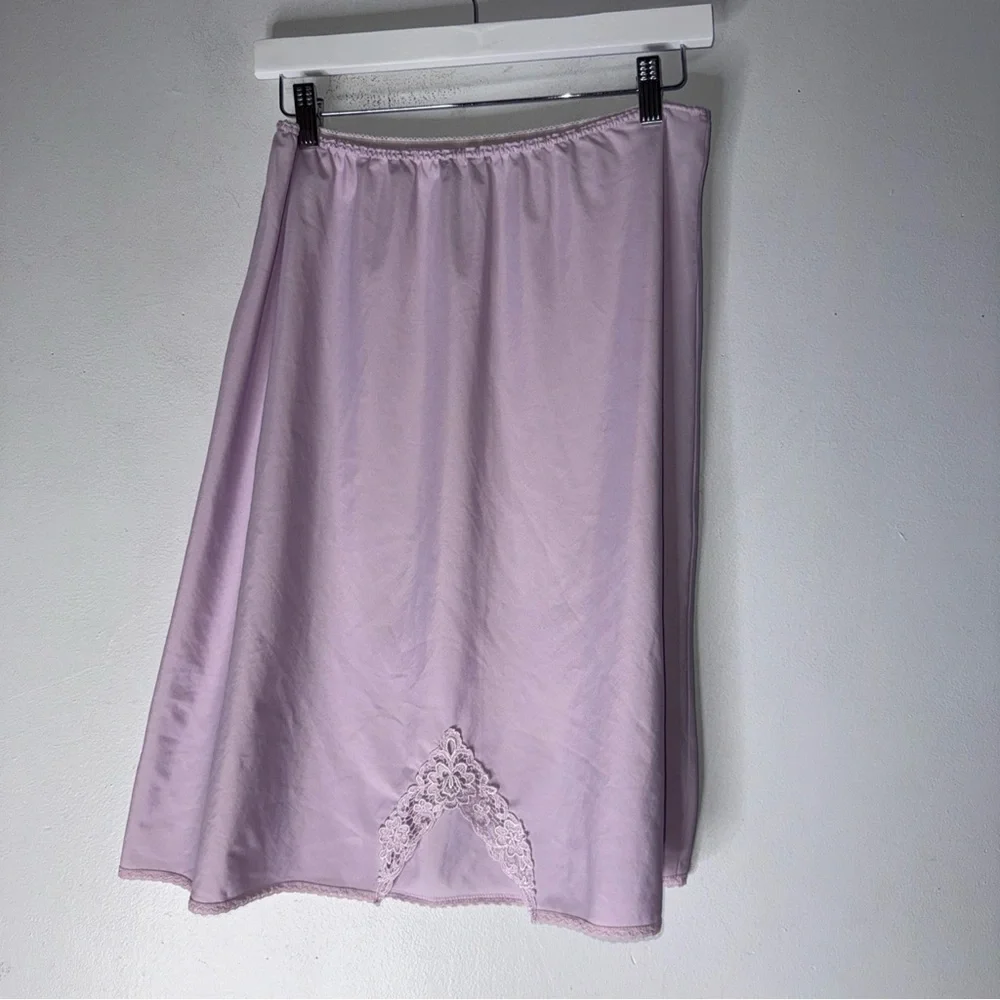 Vintage Deena Lavender‎ Satin Slip Skirt Knee Large USA